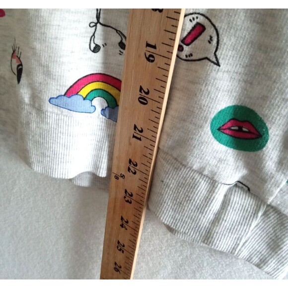 Divided H&M Graphic Sweatshirt Women's Large Gray Crewneck Pullover Lightweight - Picture 8 of 10